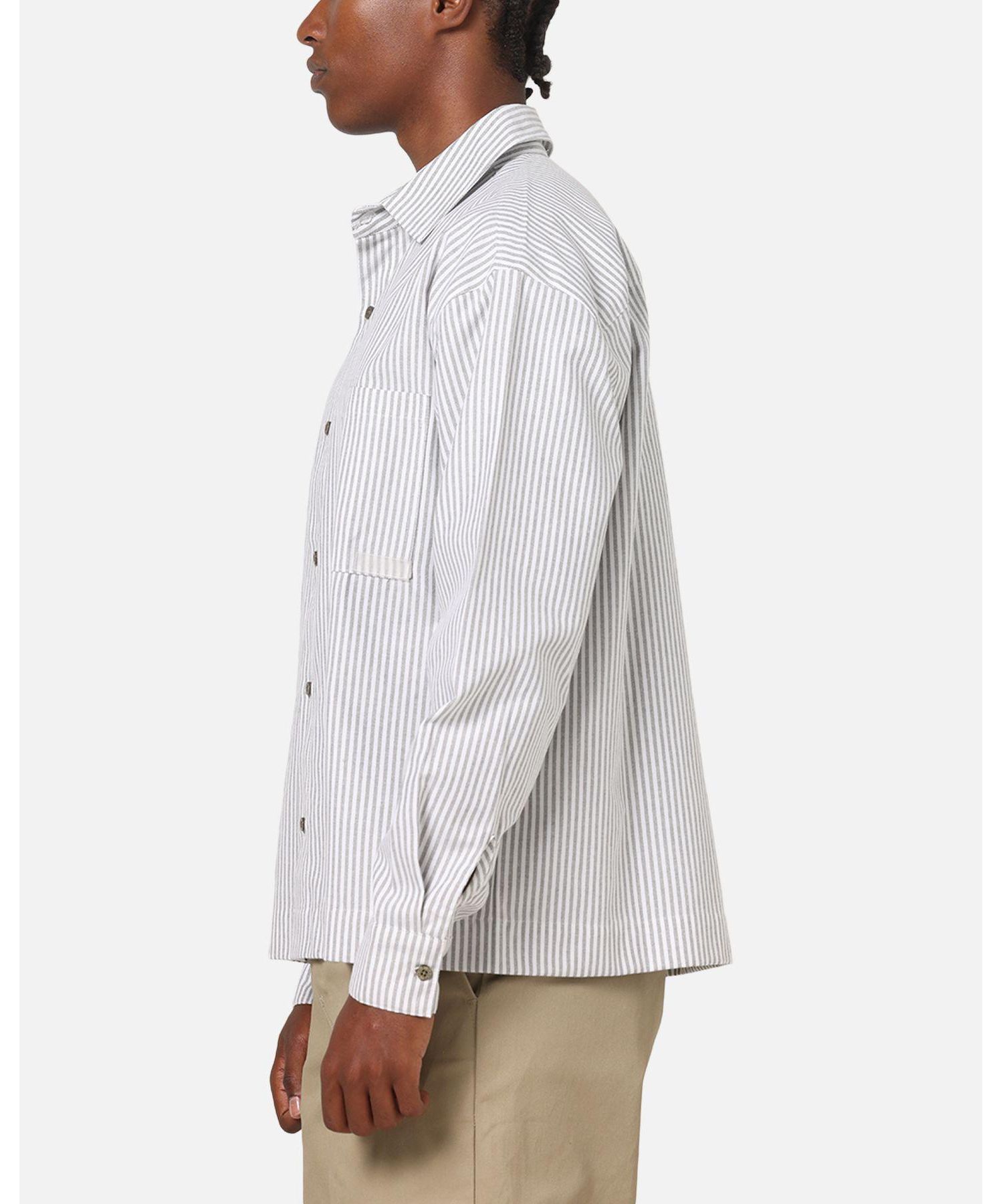 Men's Oxford Stripe Long Sleeve Button Up Shirt
