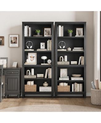 71" Tall Bookshelf with Adjustable Shelves - 31.5" Wide 5-Tier Bookcase with Wooden Legs, Rustic Vintage Storage for Living Room, Office