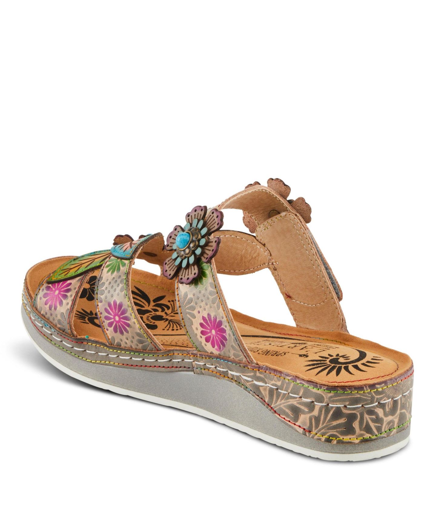 Женские сандалии L'Artiste Spring StepPillow-Soft Strappy Slide Sandal with Foam, цвет: Серый разноцветный — фото 7