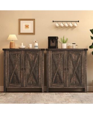 Farmhouse Entryway Storage Cabinet Set, 2 Piece Sideboard Buffet with Adjustable Shelves and 2 Doors, Console for Living Room, Dining Room
