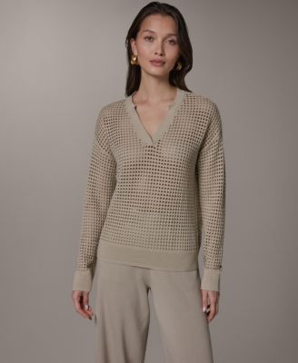 Women's Long-Sleeve Pointelle Sweater