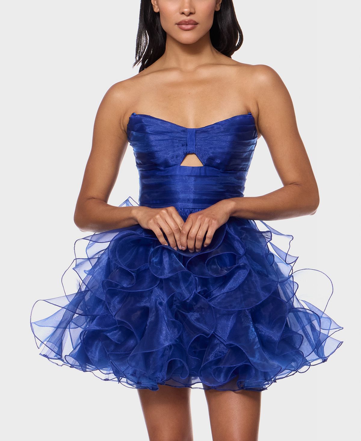 Alex & Sophia Juniors' Strapless Sweetheart Neck Organza Dress view 1 — MAYCSS fashion products