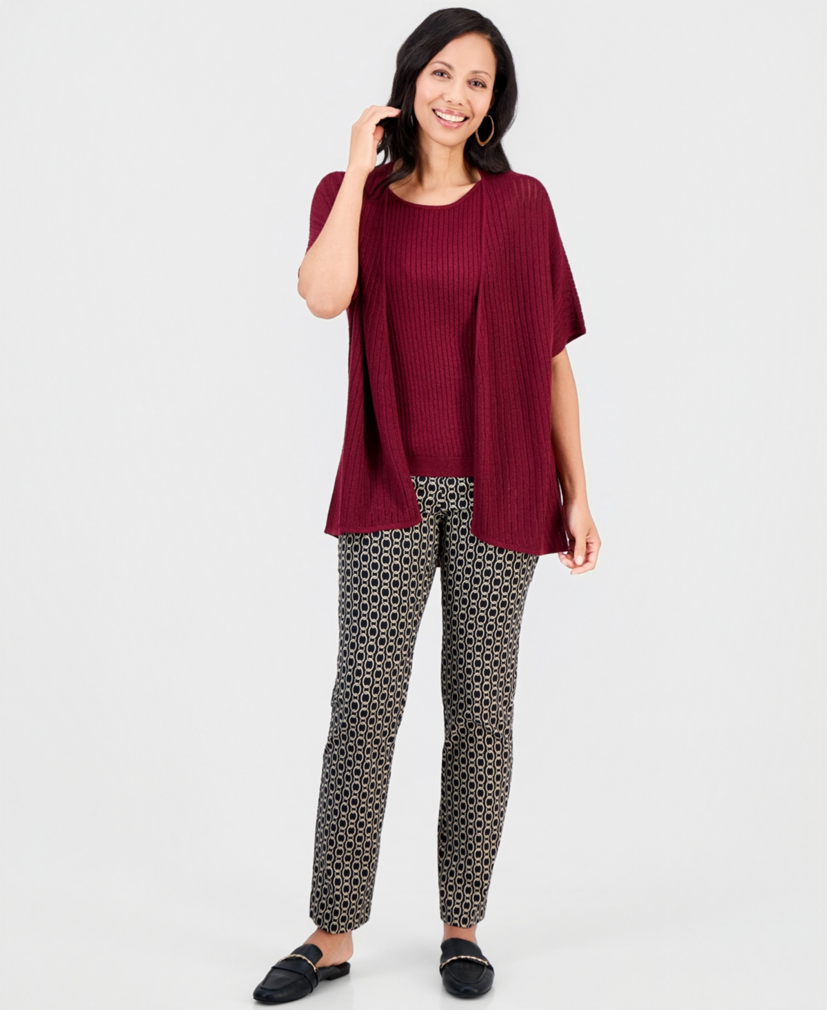 Jm Collection Women's Pointelle Open-Front Cardigan, Macy's Exclusive