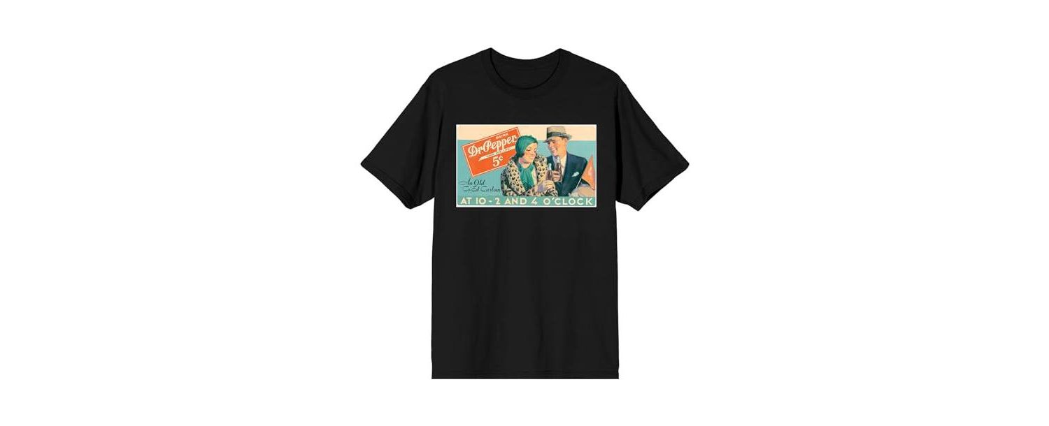 Men's Dr Pepper Vintage Advertisement Black Short Sleeve Tee-L