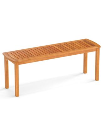 Acacia Wood Outdoor Garden Bench with Slatted Seat, Weather Resistant Patio Park Bench for 2-3 People