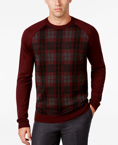 Ryan Seacrest Distinction Men's Plaid-Front Sweater, Only at Macy's