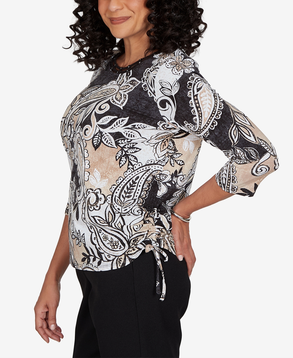 Alfred Dunner Women's Paisley Neutrals Knit Top