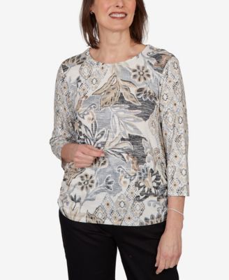 Women's Geo Leaf Patchwork Knit Top