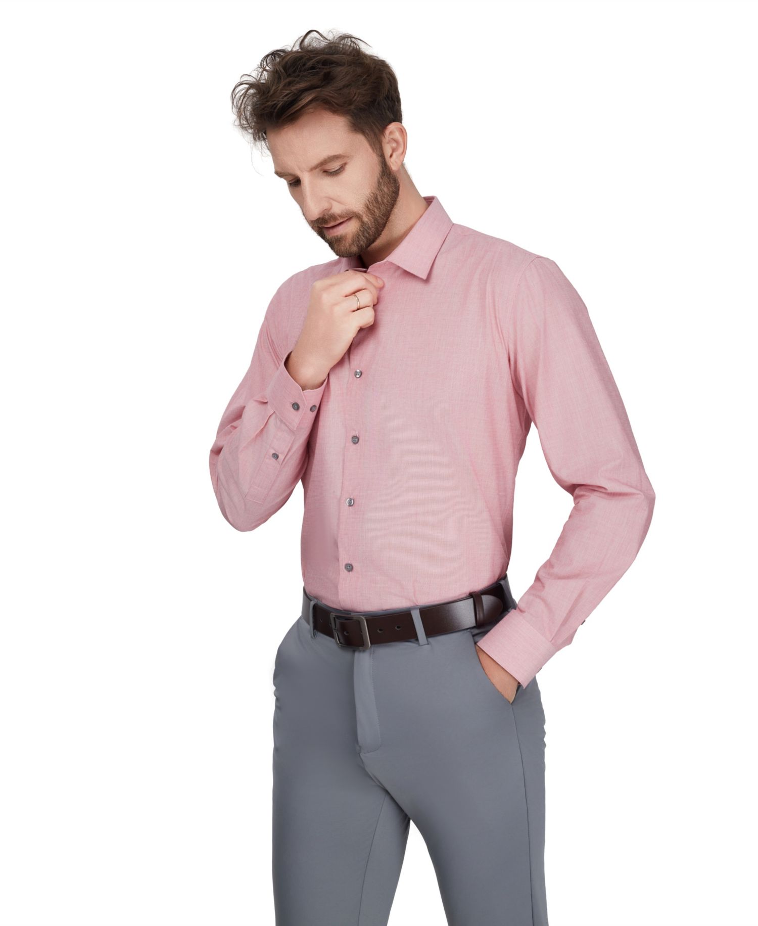 Men's Slim-Fit Solid Dress Shirt