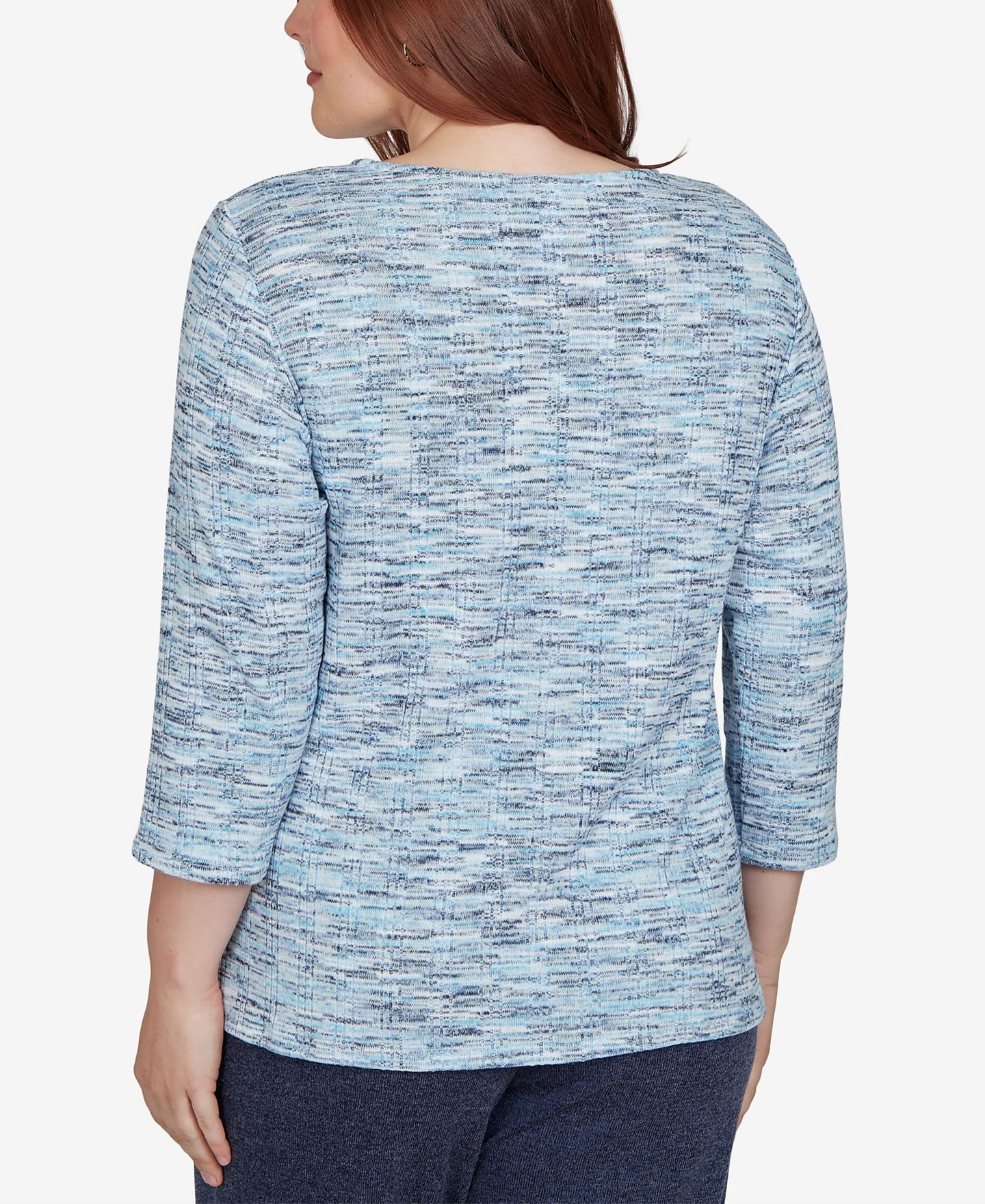 Женский топ Alfred Dunner Space Dye 3/4-Sleeve, цвет: Индиго — фото 5