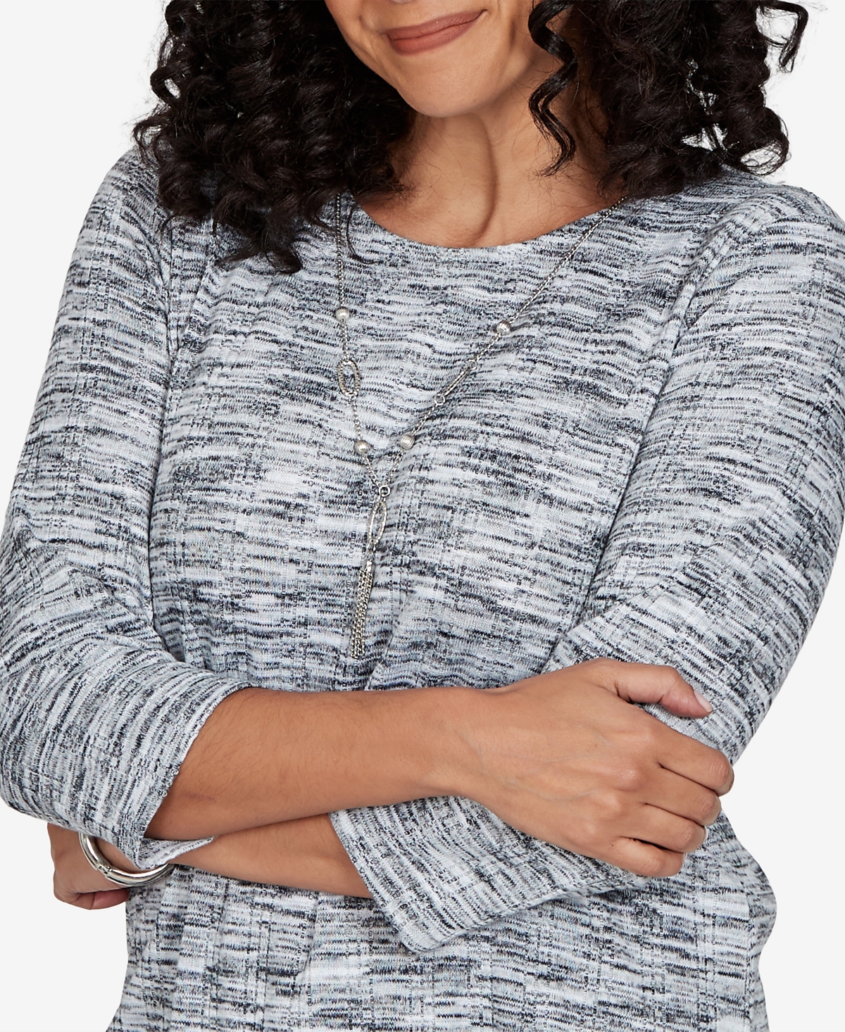 Alfred Dunner Women's Space Dye 3/4-Sleeve Top