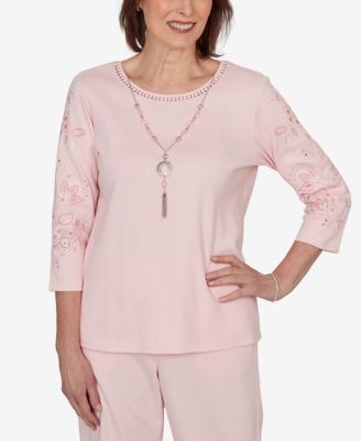 Women's Embroidered Floral-Sleeve Accent Top