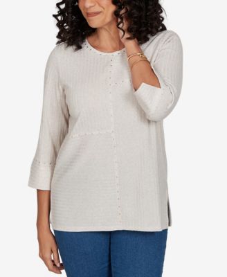 Women's Spliced Texture Metallic Studded Top