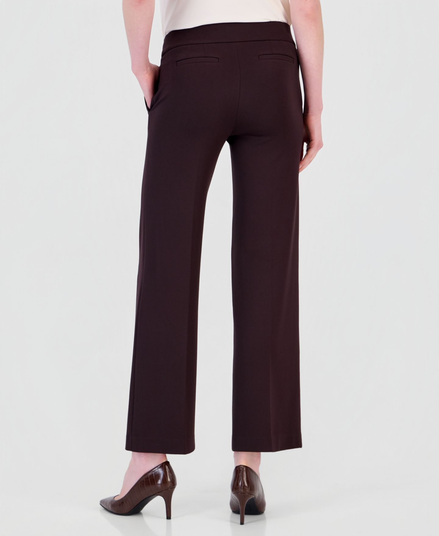 Женские брюки Anne Klein Wide-Leg Pull-On, цвет: Глубокий красное дерево — фото 4