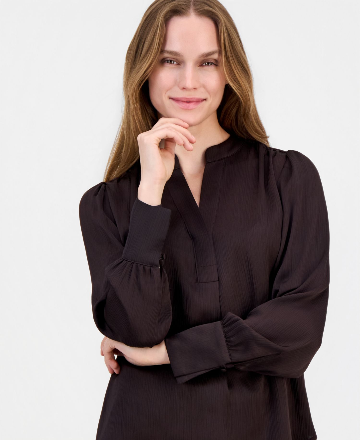 Petite Split-Neck Blouse
