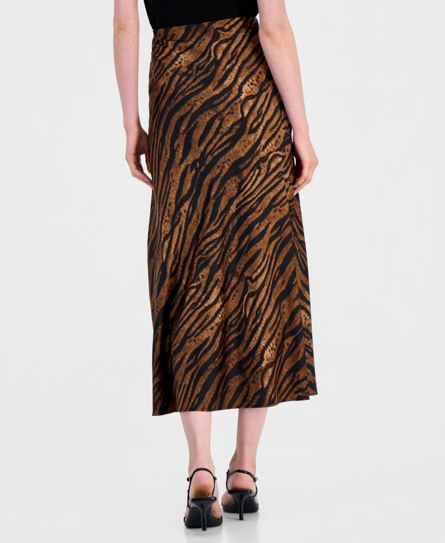Женская юбка Anne Klein Animal-Print A-Line Midi, цвет: Чёрный разноцветный — фото 4