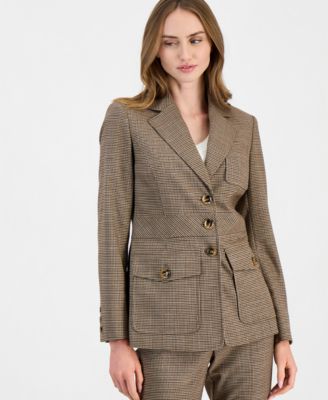 Women's Plaid Three-Button Blazer