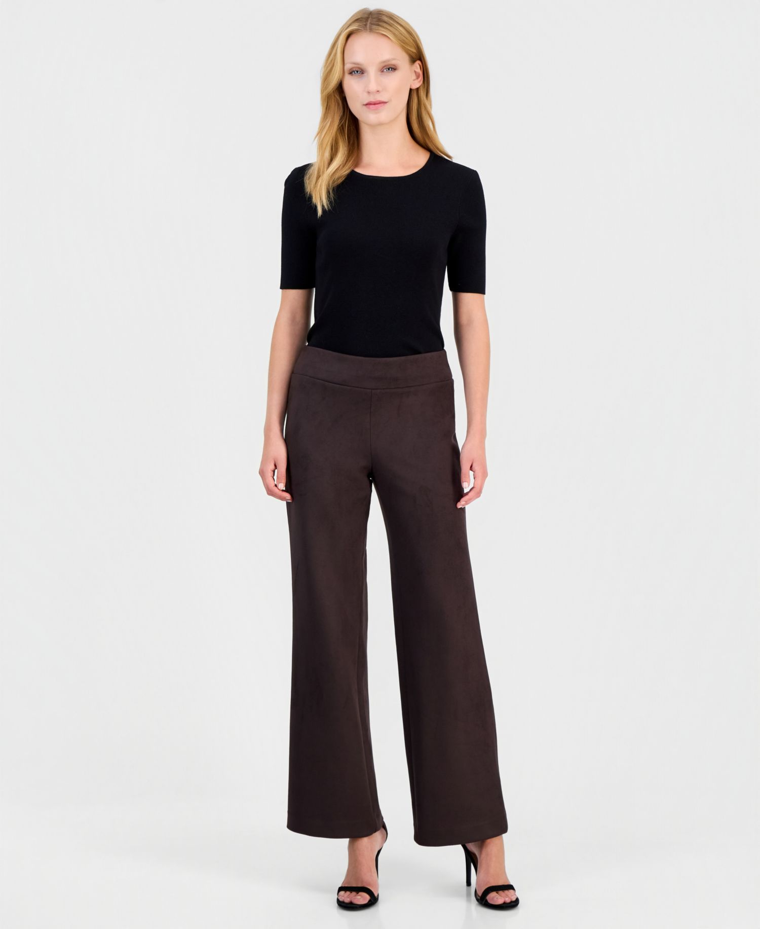 Women's Scuba Suede Pull-On Wide-Leg Pants
