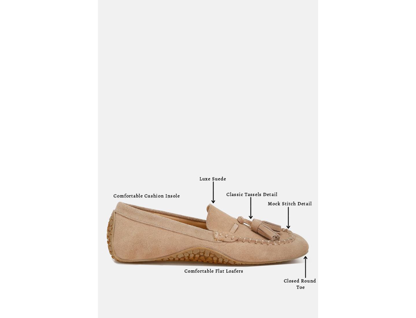 Женские туфли Rag & Co Kipstar Suede Round Toe Tassel s, цвет: Бежевый — фото 6