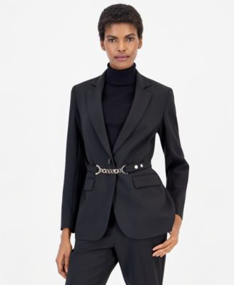 Women's Notch Collar Belted Blazer