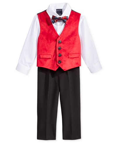 Nautica 4-Pc. Shirt, Velvet Vest, Pants & Bowtie Set, Baby Boys (0-24 months)