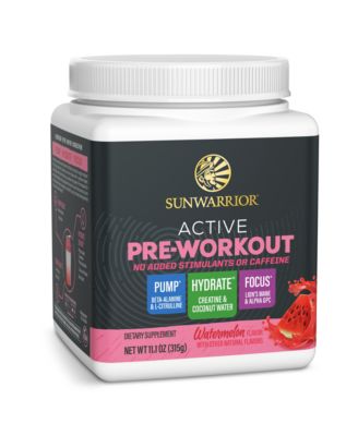 Active Pre Workout Powder for Pump, Focus, and Hydration No Added Stimulants or Caffeine 315 Gram Tub