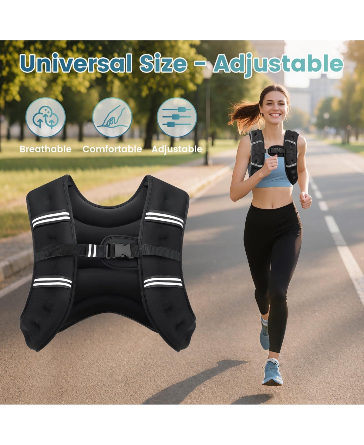 Aofar Weighted Vest Adjustable Straps Reflective Strength Training