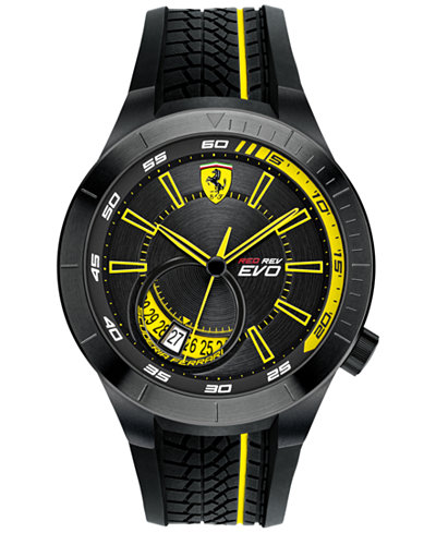 Ferrari Men's Red Rev Evo Black Silicone Strap Watch 46mm 0830340