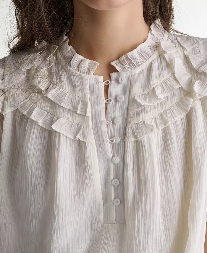 Women's Crewneck Short-Sleeve Ruffle Top - thumbnail 4