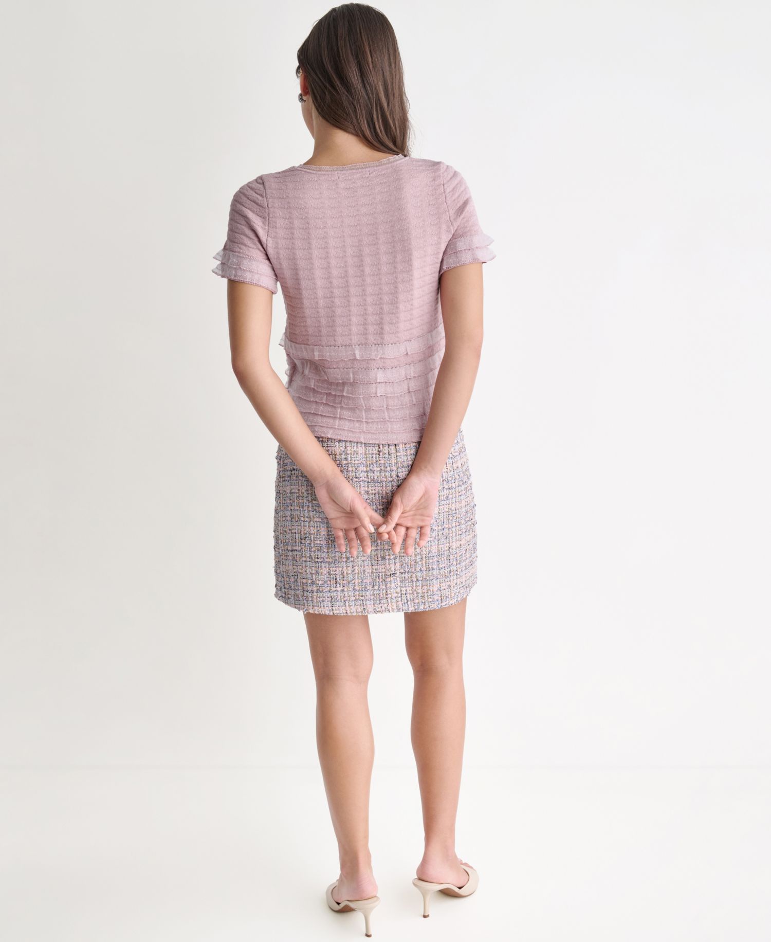 Women's Metallic Accent Tweed Mini Skirt