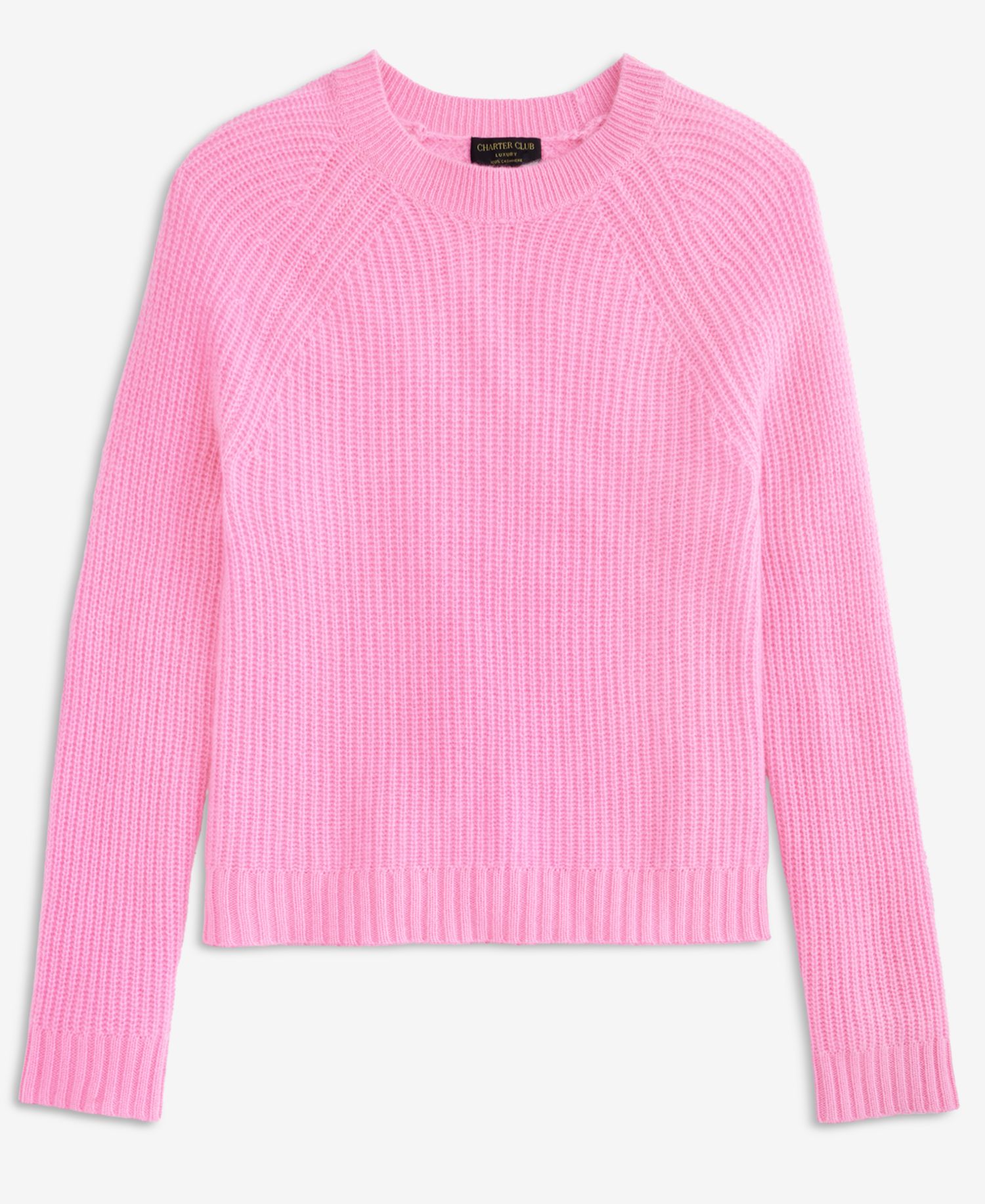 Plus Size 100% Cashmere Shaker Stitch Crewneck Sweater