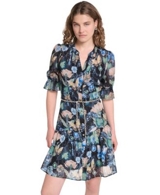 Petite Belted V-Neck Dress