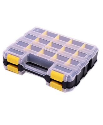 Double Sided Hardware Storage Box 34 Compartments with Removable Dividers