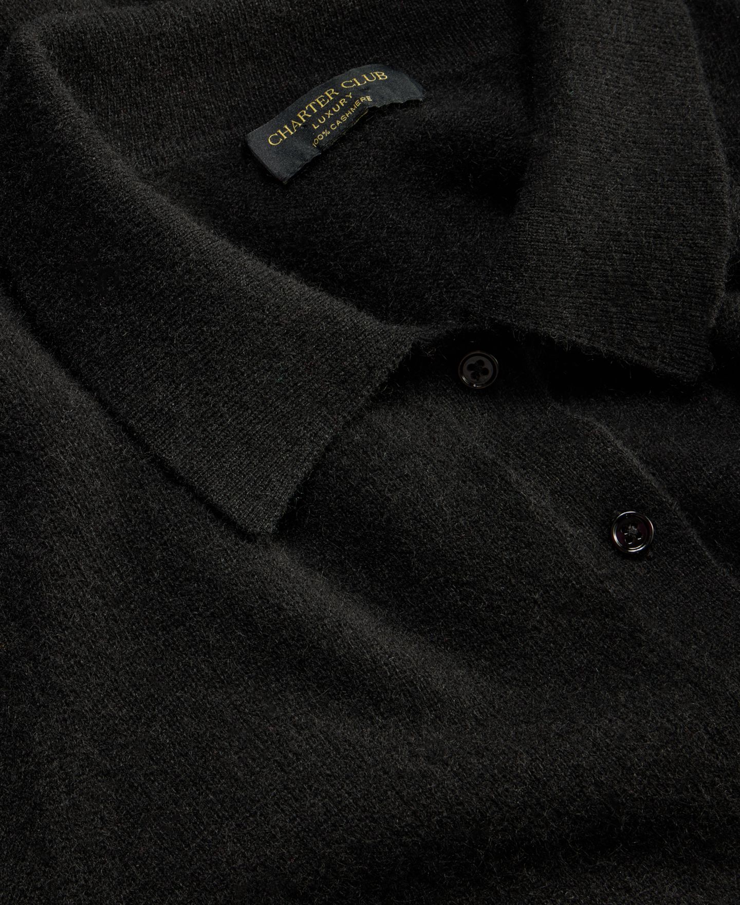 Женский свитер Charter Club 100% Cashmere Collared Button-Front Duster, цвет: Чёрный — фото 4