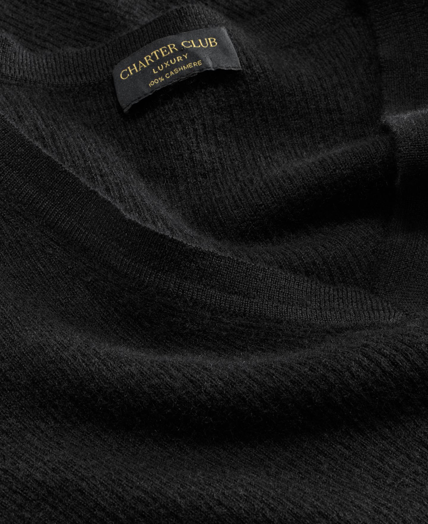 Женский свитер Charter Club 100% Cashmere Featherweight Ribbed V-Neck, цвет: Чёрный — фото 4
