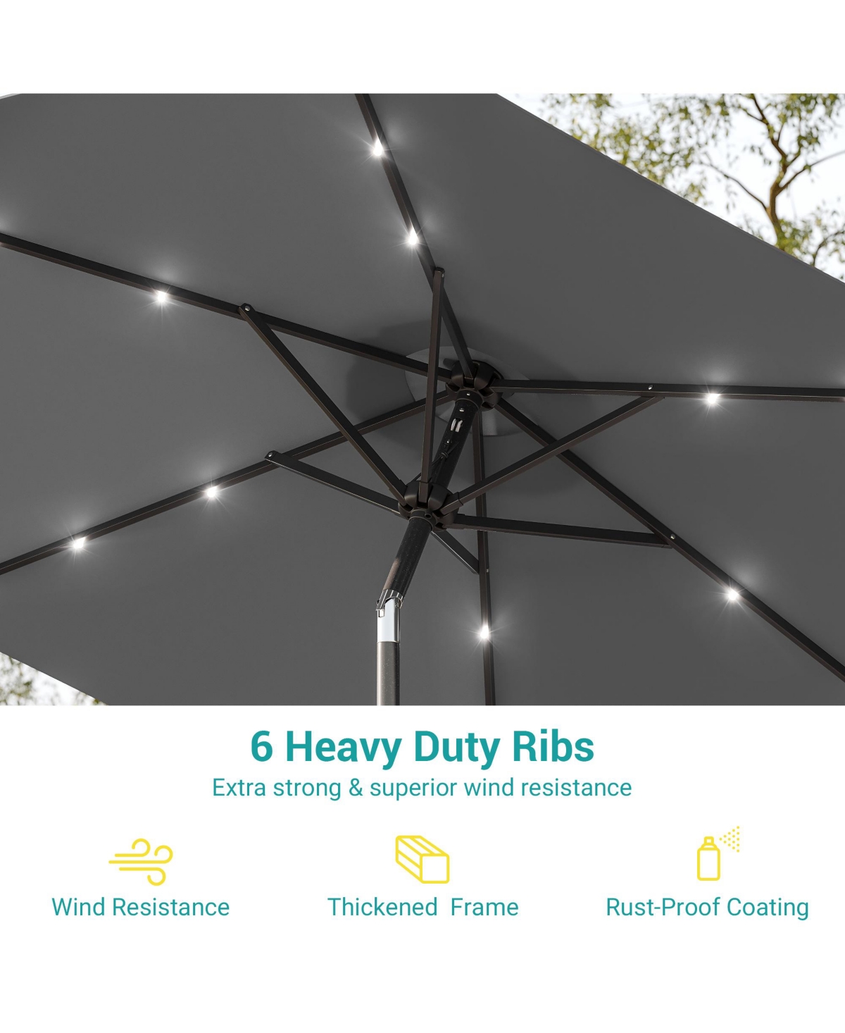 Sonkuki Enhance Your Outdoor Oasis With 7.5Feet Led Round Patio Umbrella - Stylish, Durable, And Sun-Protective