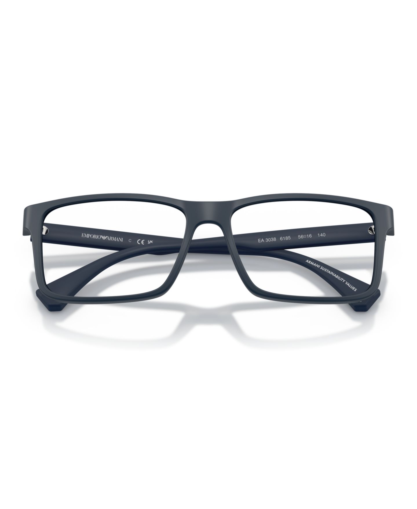 Мужские очки Emporio Armani Man Rectangle Innovative Material EA3038 Eyeglasses, цвет: Матовый синий — фото 6