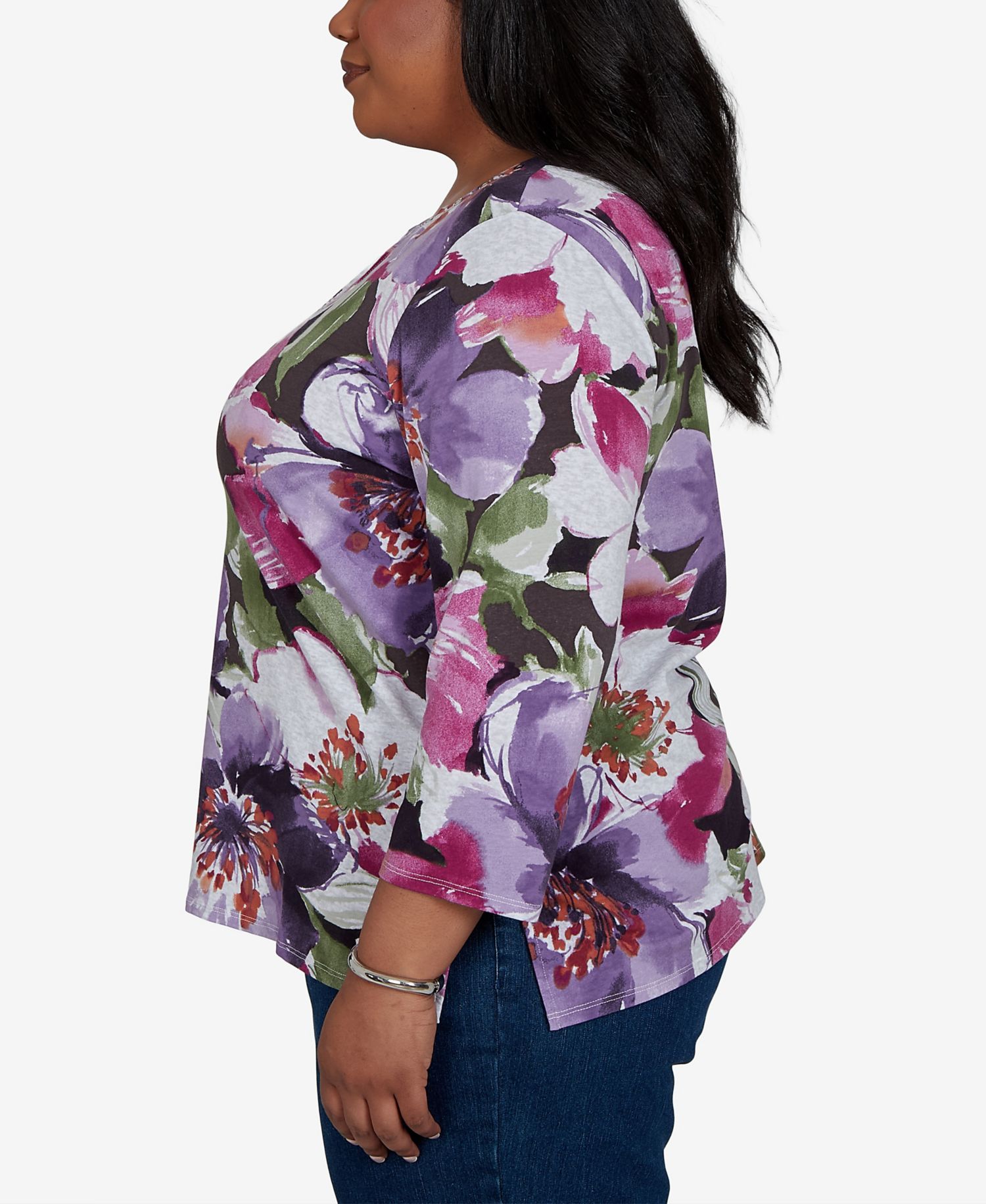 Plus Size Violet Blooms Knit Top