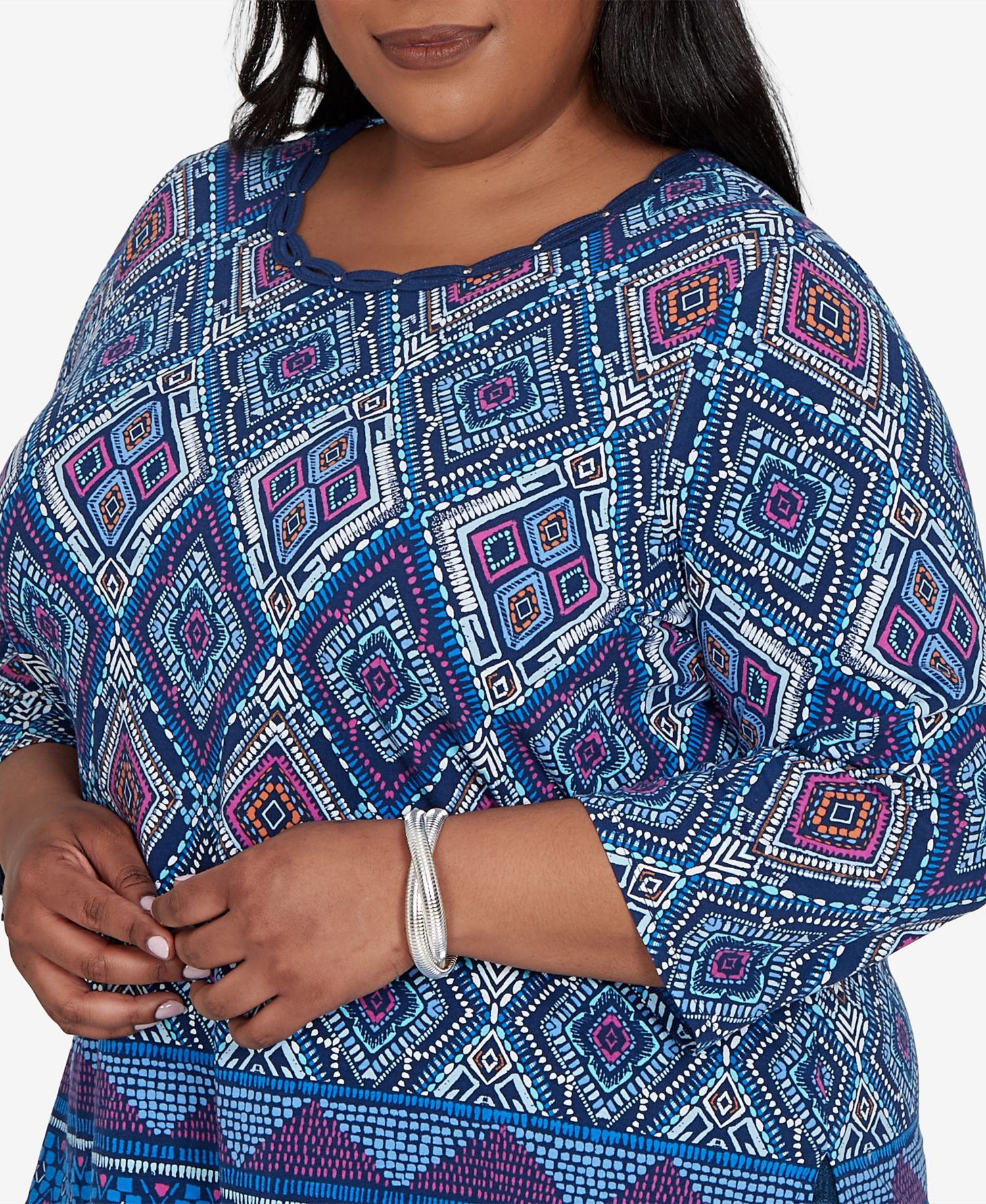 Plus Size Kaleidoscope Print Knit Top