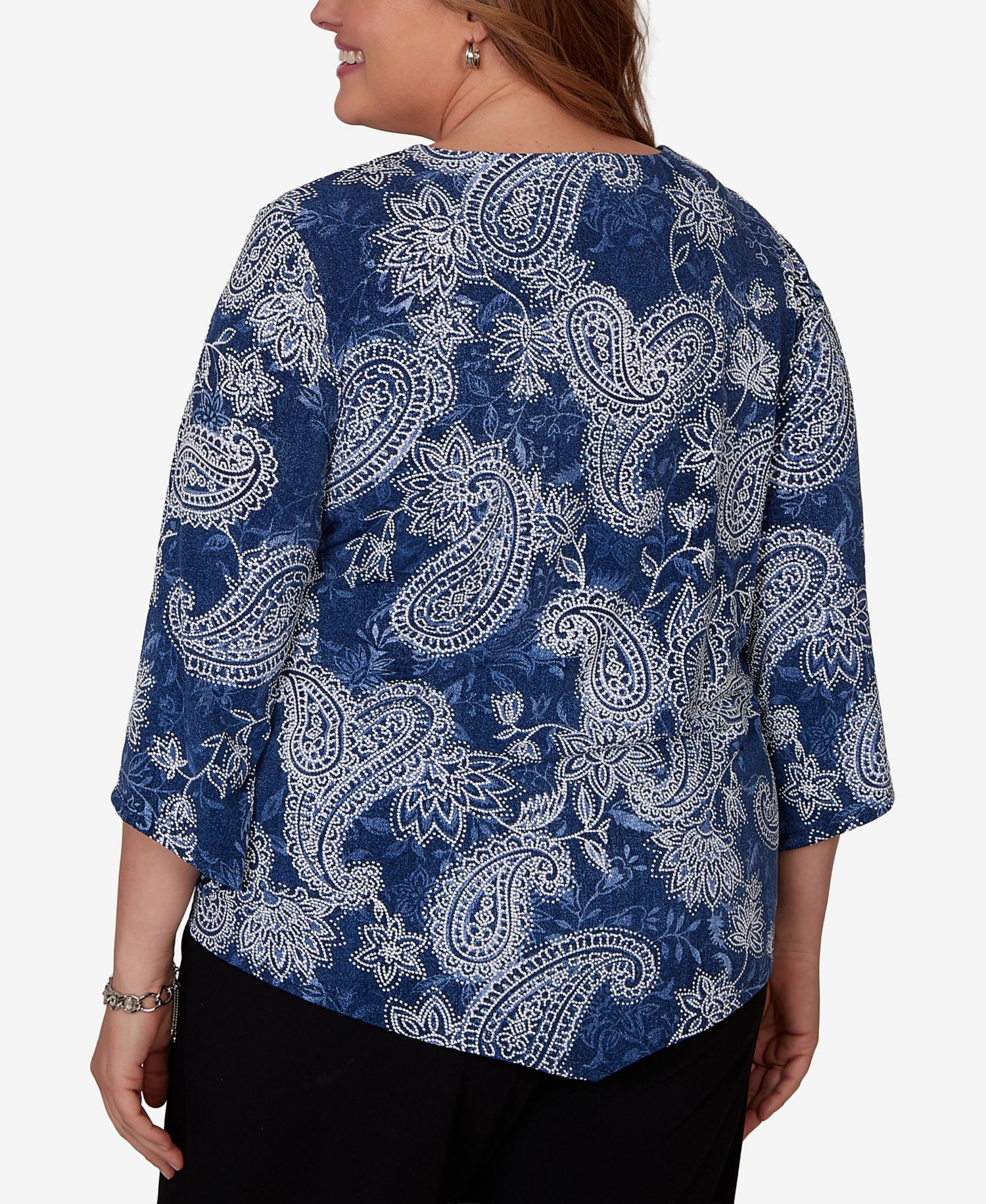 Plus Size Paisley Puff Printed Top