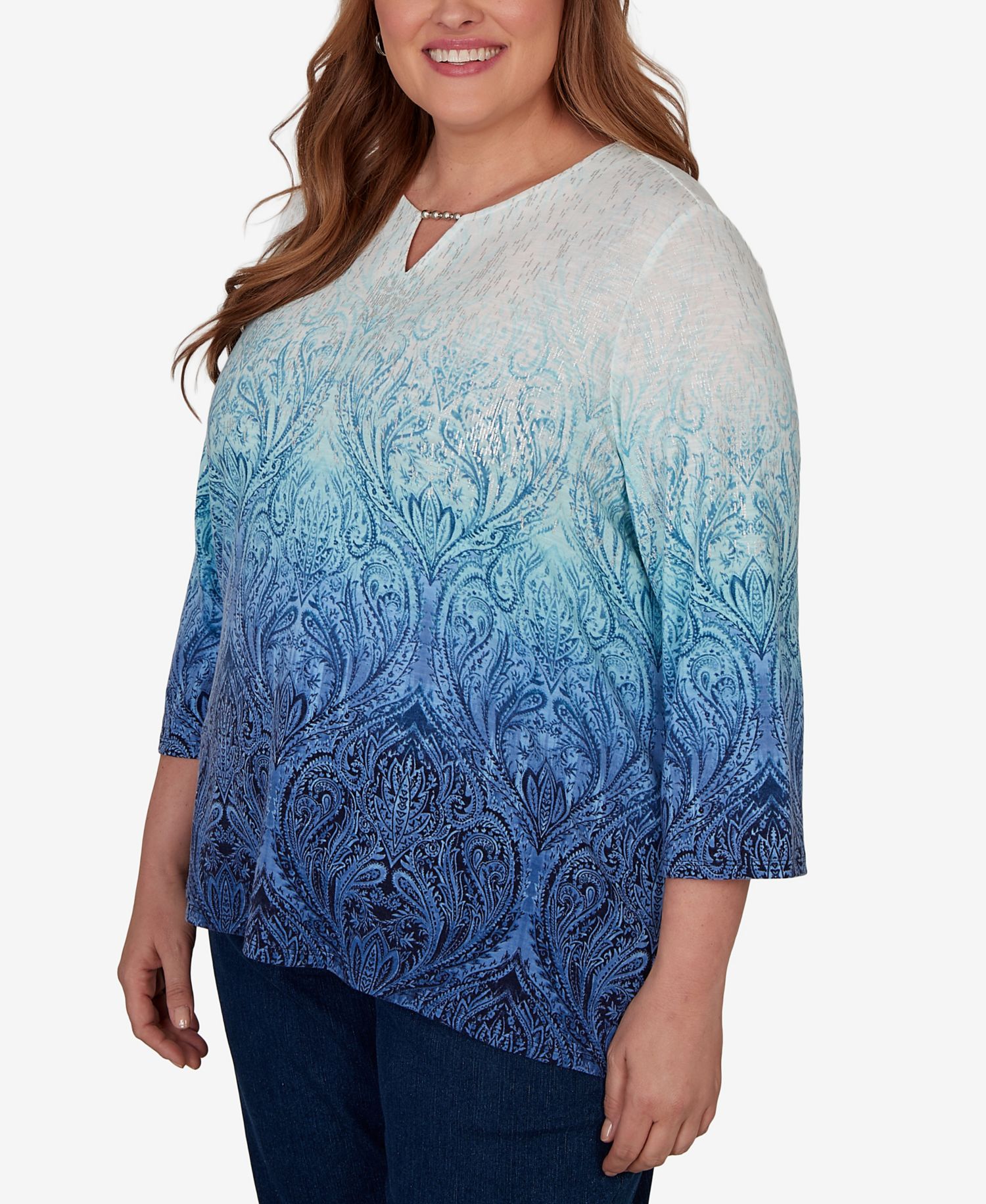 Plus Size Ombre Medallion Knit Top