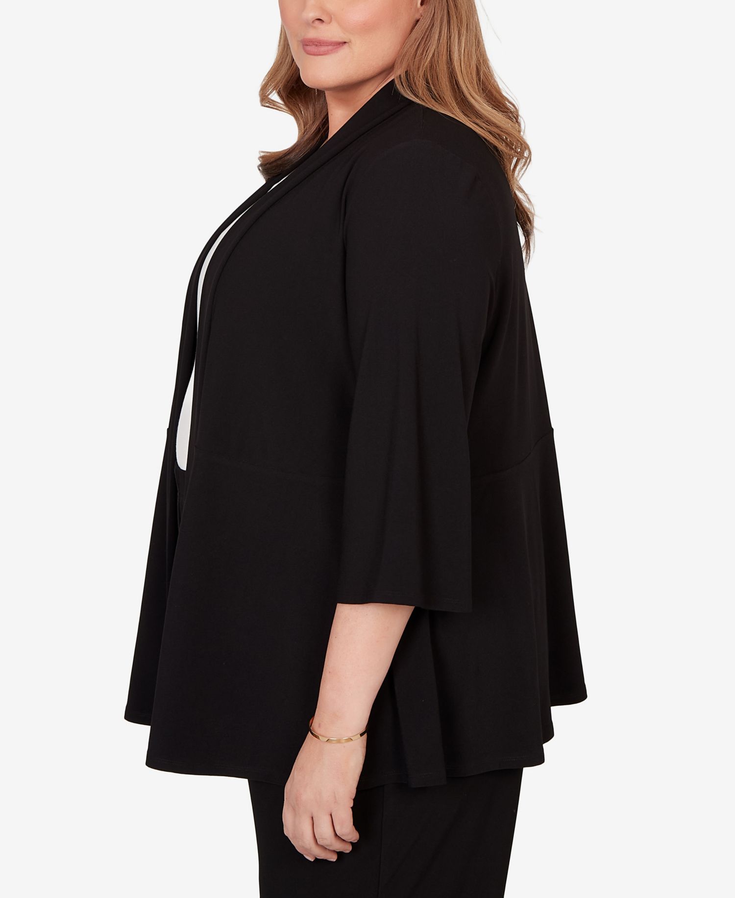 Plus Size Light Open Crepe Cardigan Top