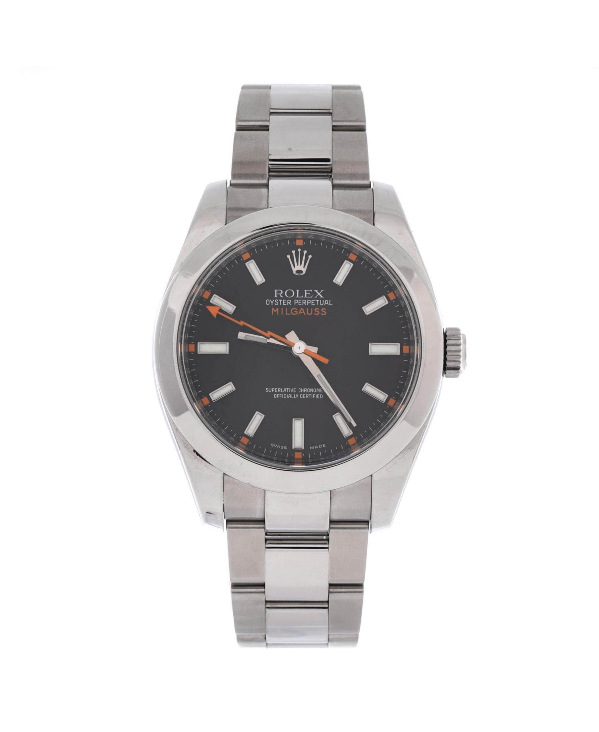PreOwned Rolex Oyster Perpetual Milgauss Automatic Watch in Stainless Steel 40mm  Dial color black