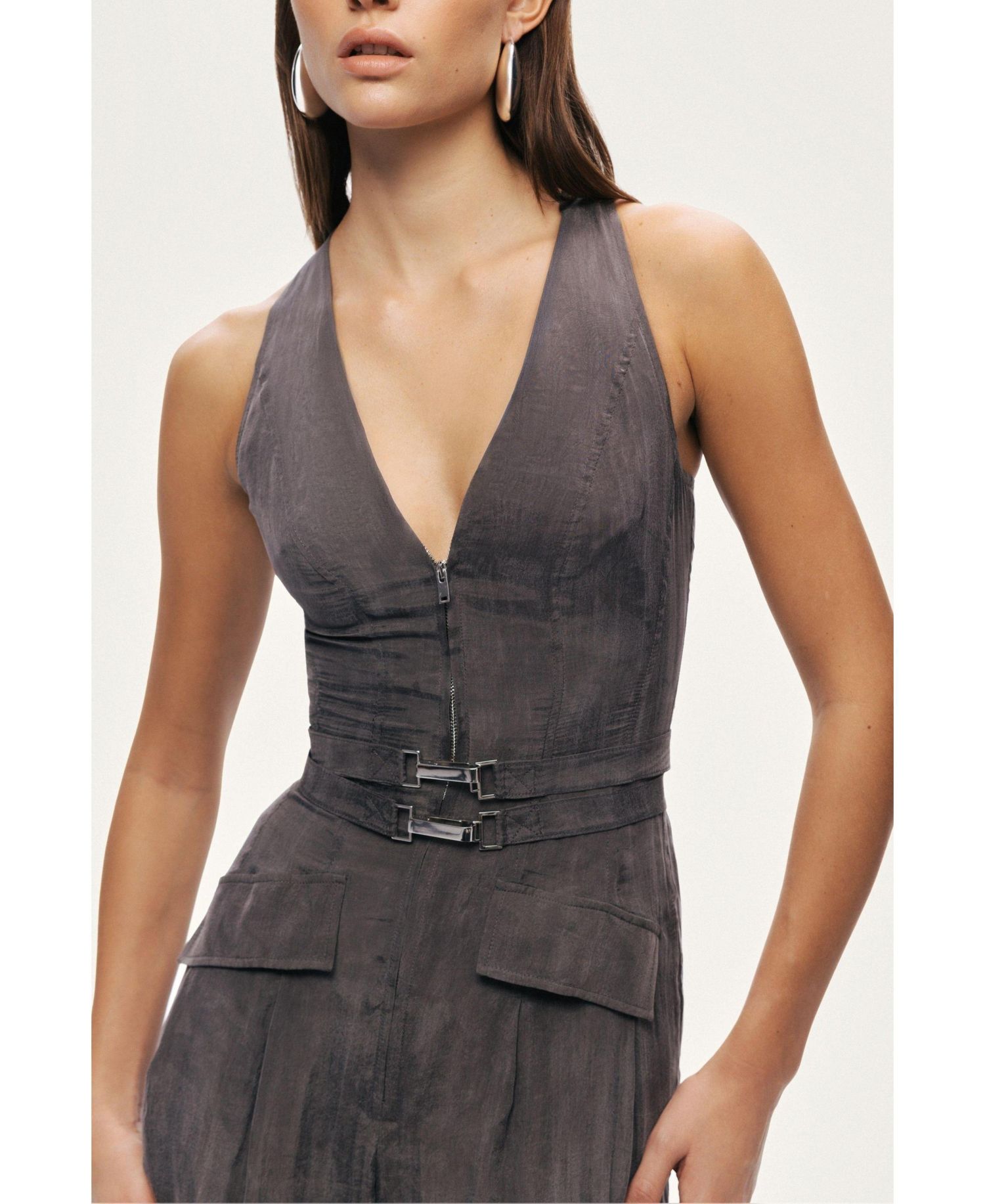 Women's Metal Belt Detail Jumpsuit