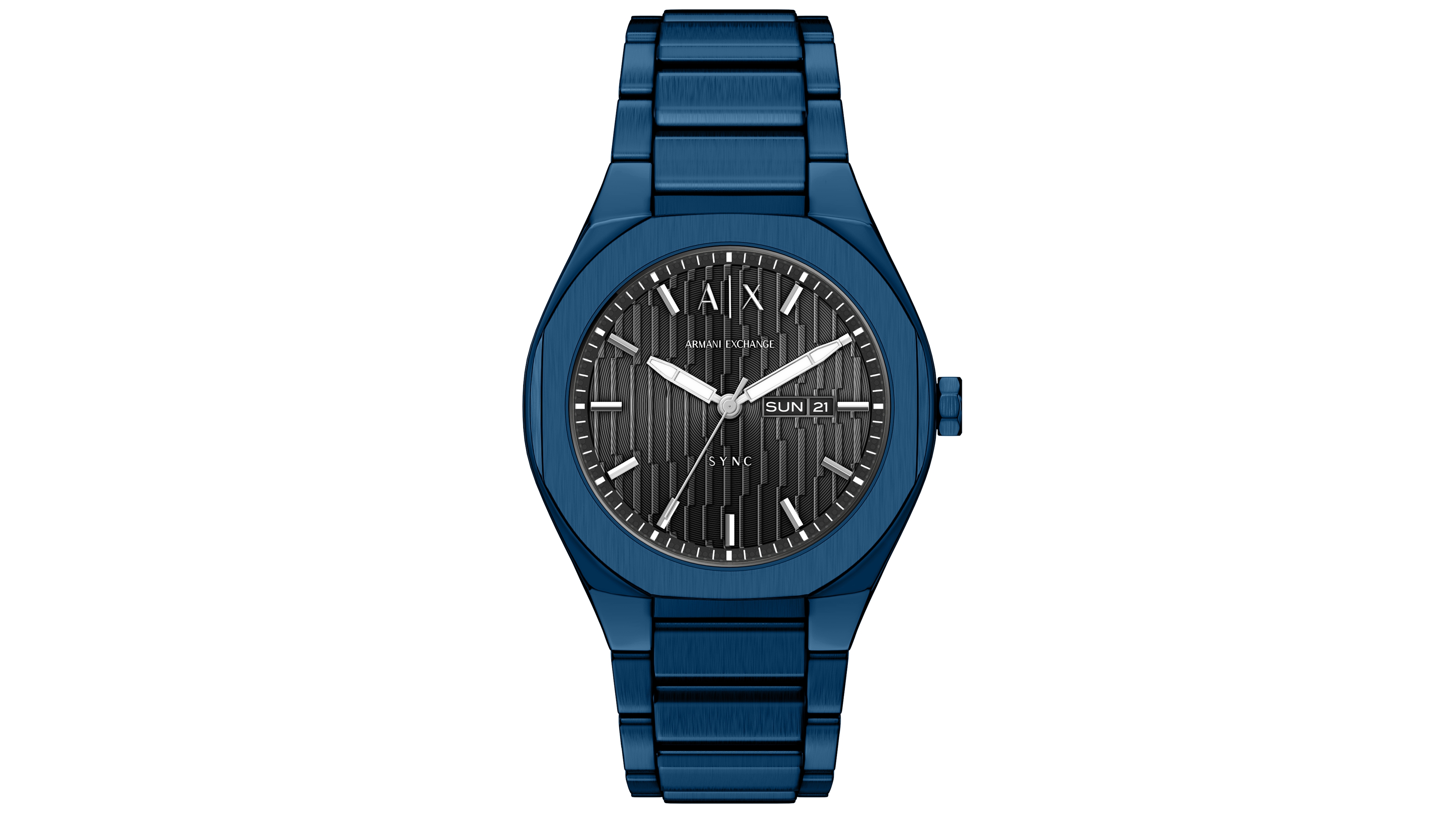Armani Exchange Men's Sync Quartz Day-Date Blue Stainless Steel Watch 42mm