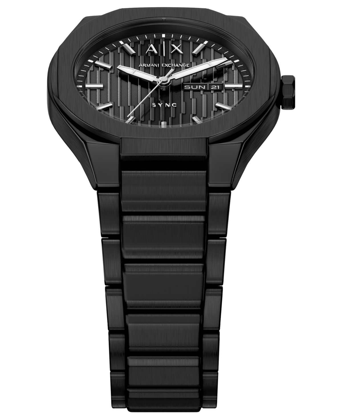 Armani Exchange Men's Sync Quartz Day-Date Black Stainless Steel Watch 42mm