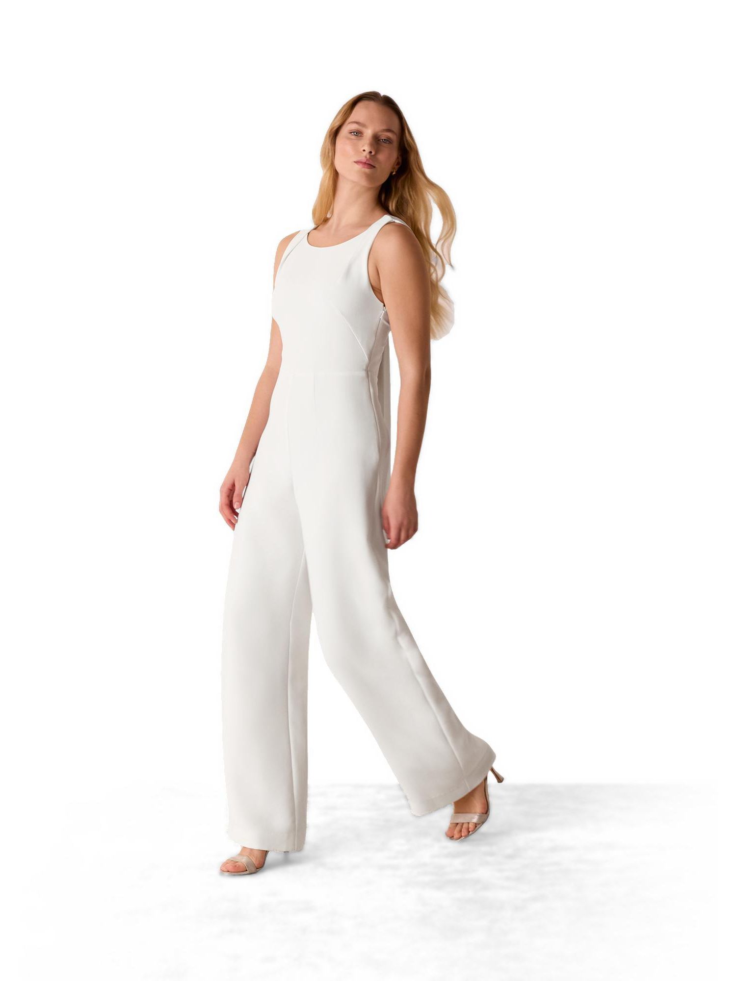 Women's Tie Back Wide Leg Bridal Jumpsuit