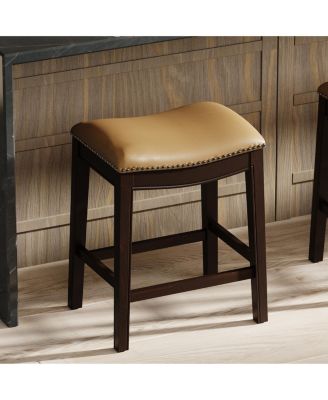 26 Inch Counter Height Bar Stool Solid Wood Frame with PU Leather Seat Stool