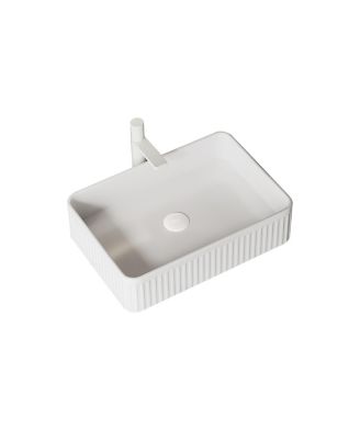 20 Inch Rectangular Striped Ceramic Vessel Bathroom Sink No Faucet No Cabinet
