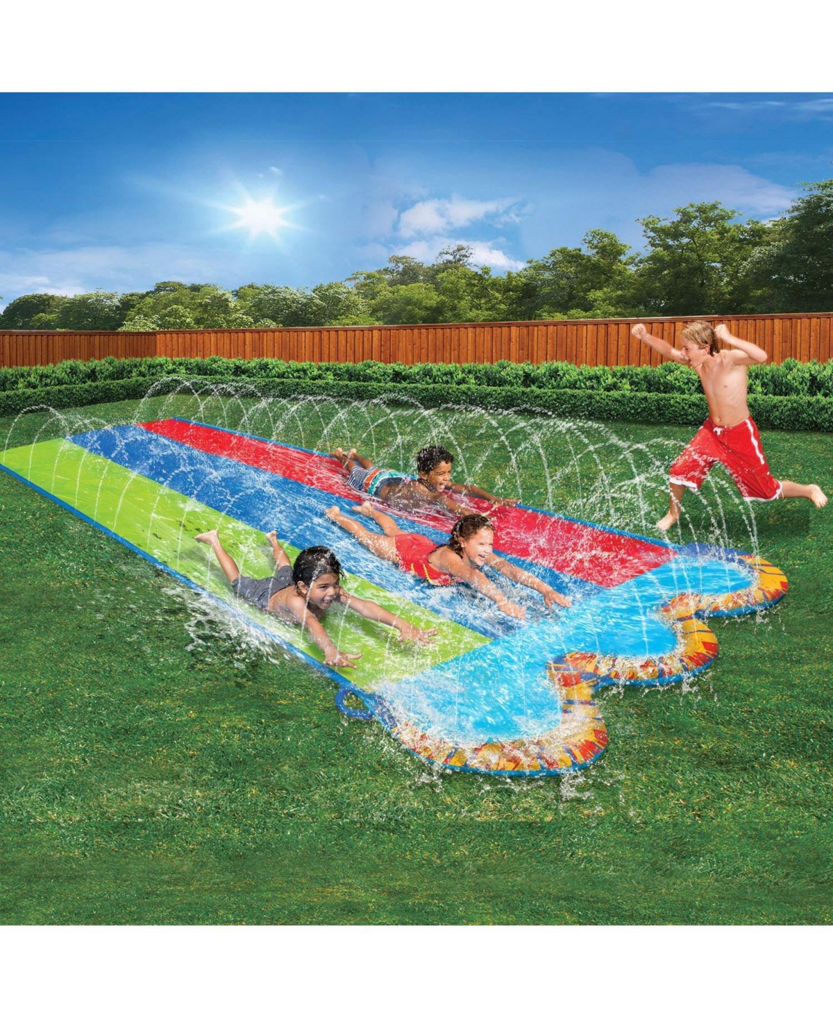 Aofar 16 Ft Triple Water Slide with Bodyboards
